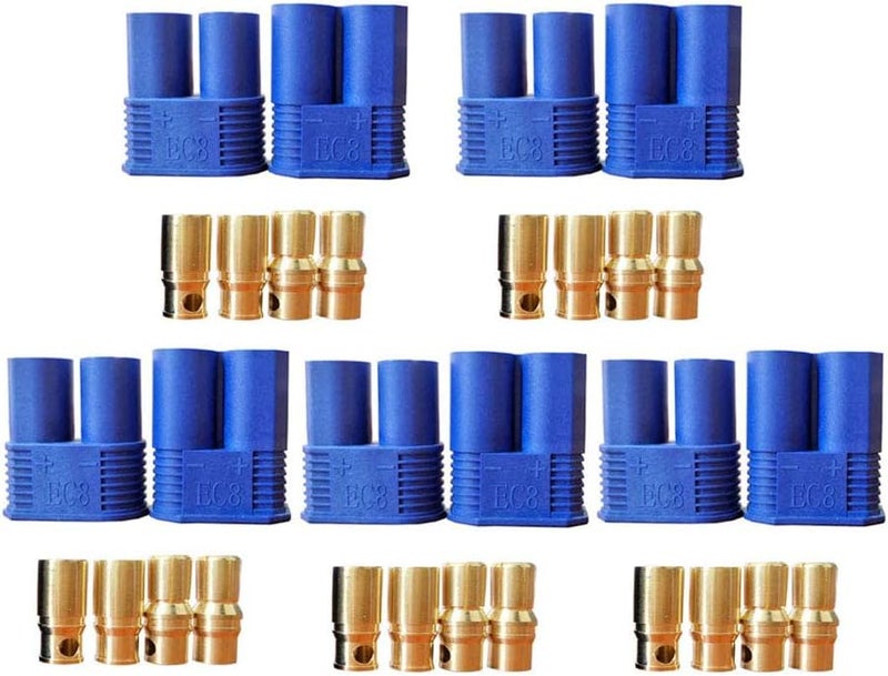 FLY RC 5 Pairs EC8 Banana Plug Connectors Female Male 8.0mm Gold Bullet Connector for RC ESC LIPO Battery Device Electric Motor - Image 1
